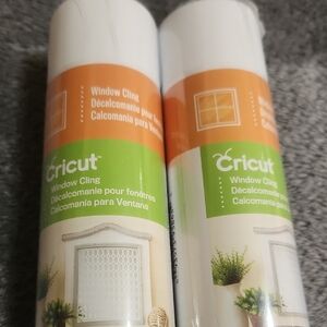 Cricut Orange and White Window Cling
